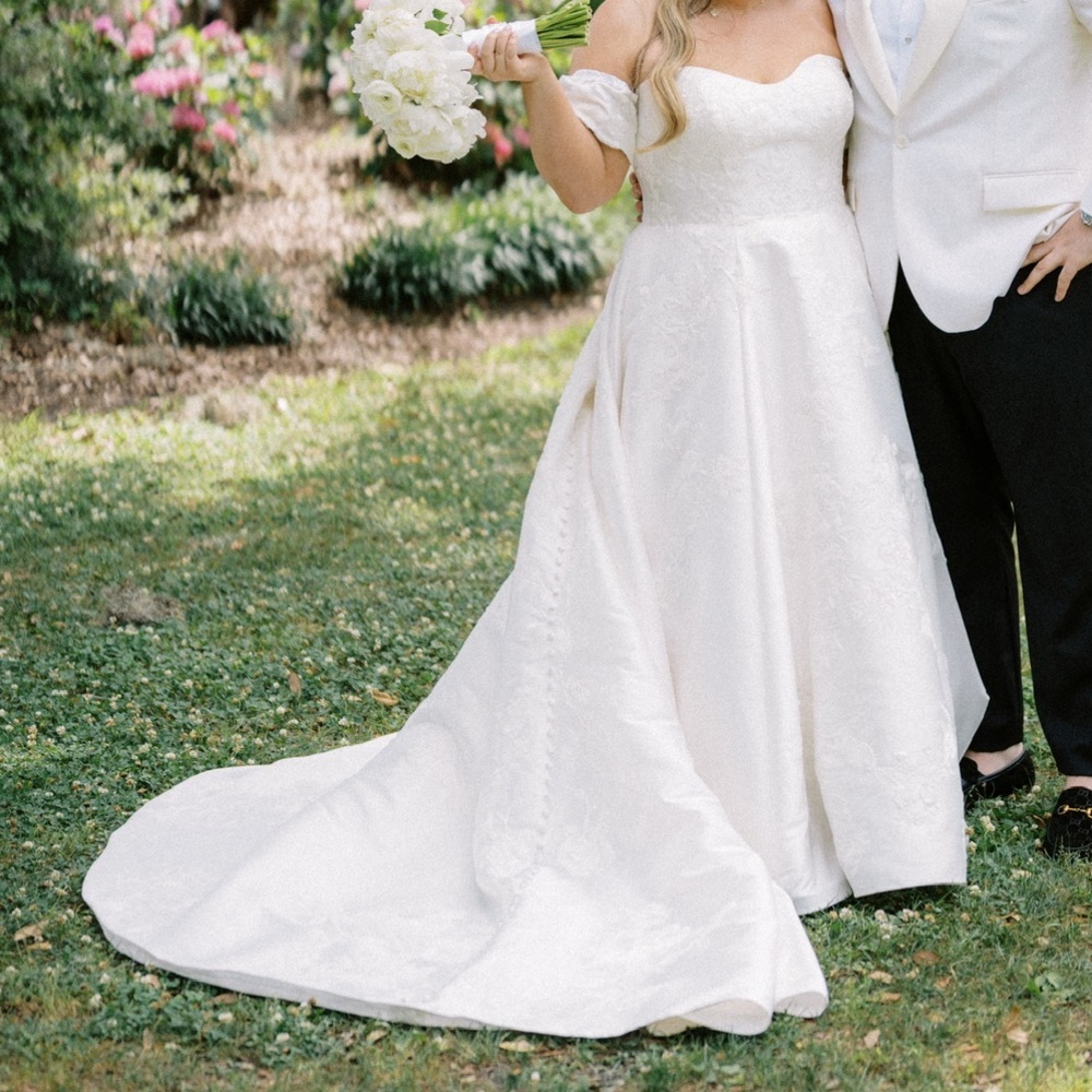 Wedding dress - essence of Australia - mikado silk embroidered a-line